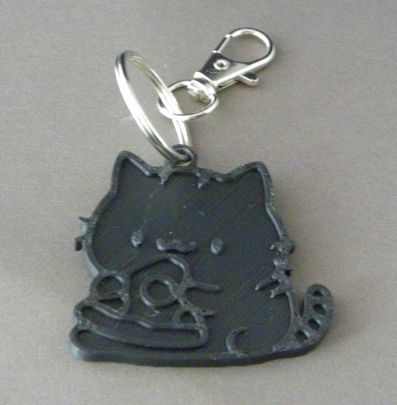 (image for) 3D Prints - Kat Sleutelhanger 24 - Zwart (Black)