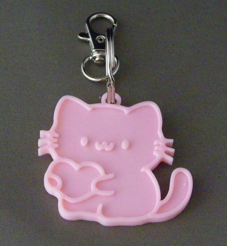 (image for) 3D Prints - Kat Sleutelhanger 25 - Kersenroze (Sakura Pink)