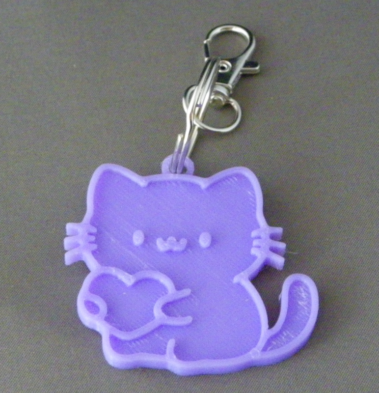 (image for) 3D Prints - Kat Sleutelhanger 25 - Paars (Purple)