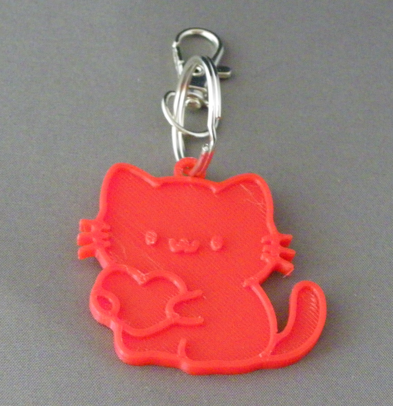 (image for) 3D Prints - Kat Sleutelhanger 25 - Rood (Red)