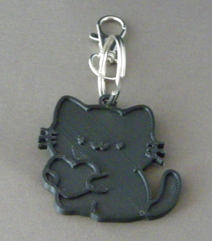 (image for) 3D Prints - Kat Sleutelhanger 25 - Zwart (Black)