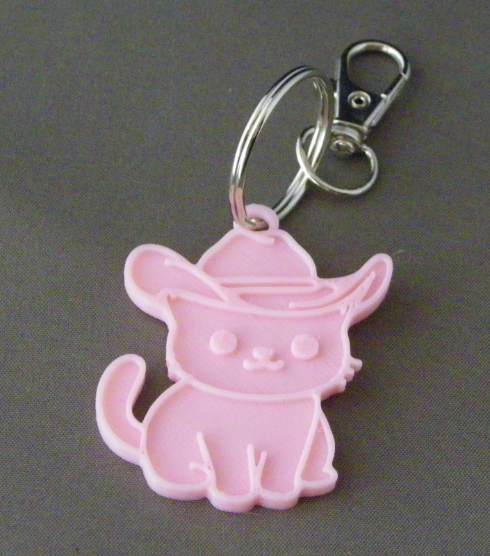 (image for) 3D Prints - Kat Sleutelhanger 26 - Kersenroze (Sakura Pink)