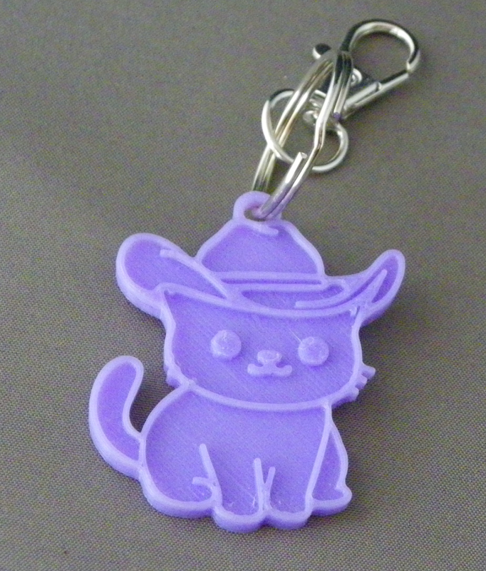 (image for) 3D Prints - Kat Sleutelhanger 26 - Paars (Purple)