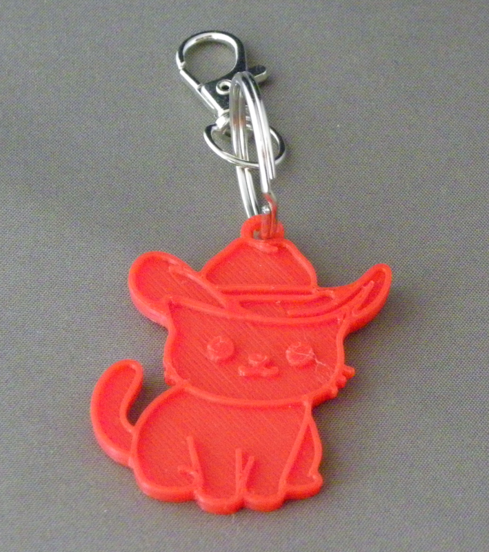 (image for) 3D Prints - Kat Sleutelhanger 26 - Rood (Red)