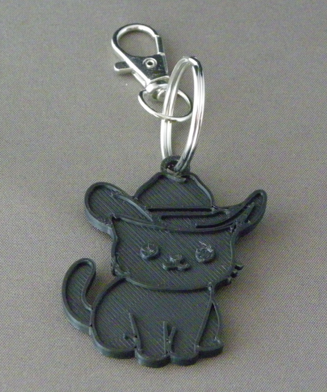 (image for) 3D Prints - Kat Sleutelhanger 26 - Zwart (Black)