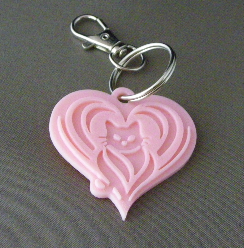 (image for) 3D Prints - Kat Sleutelhanger 27 - Kersenroze (Sakura Pink)