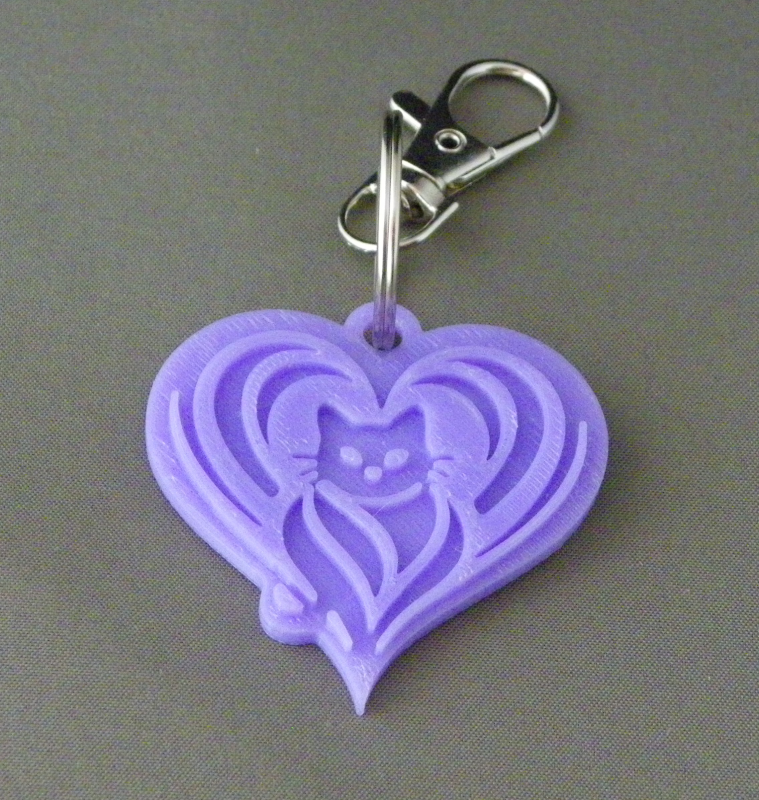 (image for) 3D Prints - Kat Sleutelhanger 27 - Paars (Purple)