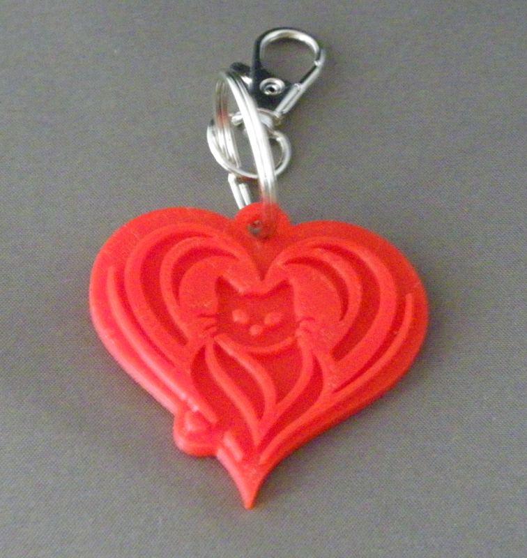 (image for) 3D Prints - Kat Sleutelhanger 27 - Rood (Red)