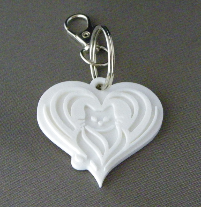 (image for) 3D Prints - Kat Sleutelhanger 27 - Wit (White)