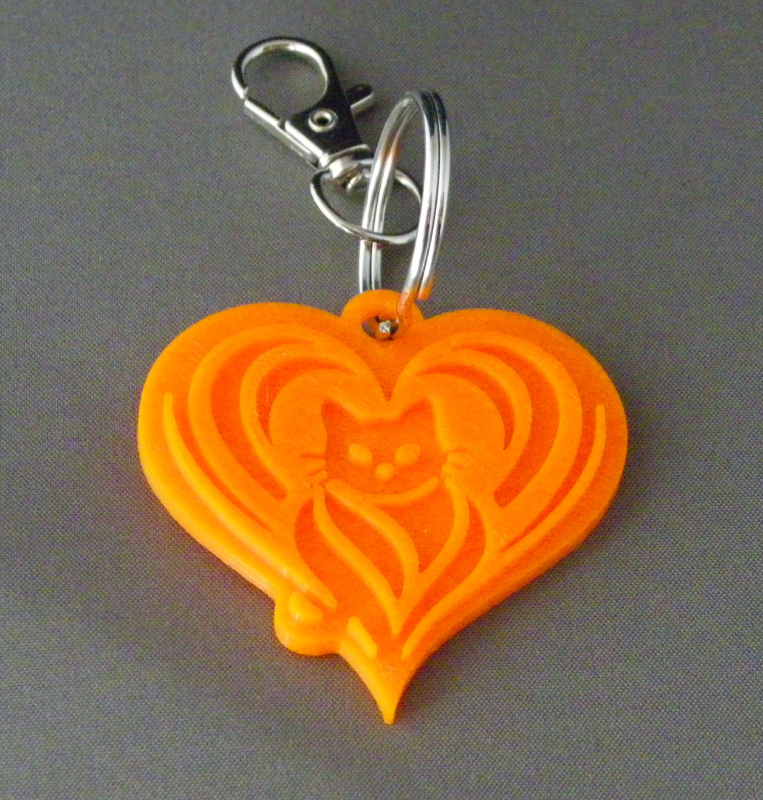 (image for) 3D Prints - Kat Sleutelhanger 27 - Zonnig Oranje (Sunny Orange)