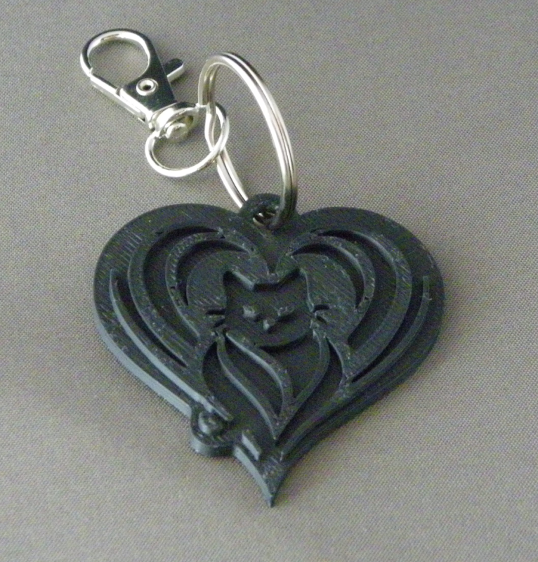 (image for) 3D Prints - Kat Sleutelhanger 27 - Zwart (Black)