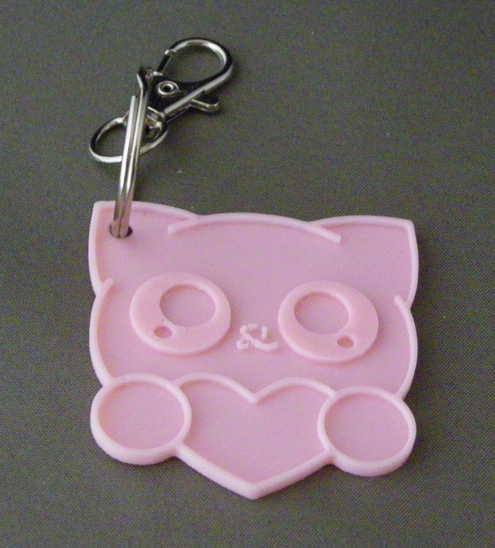 (image for) 3D Prints - Kat Sleutelhanger 28 - Kersenroze (Sakura Pink)