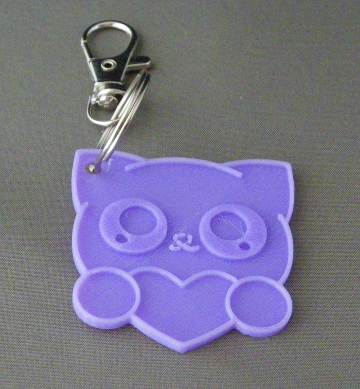 (image for) 3D Prints - Kat Sleutelhanger 28 - Paars (Purple)