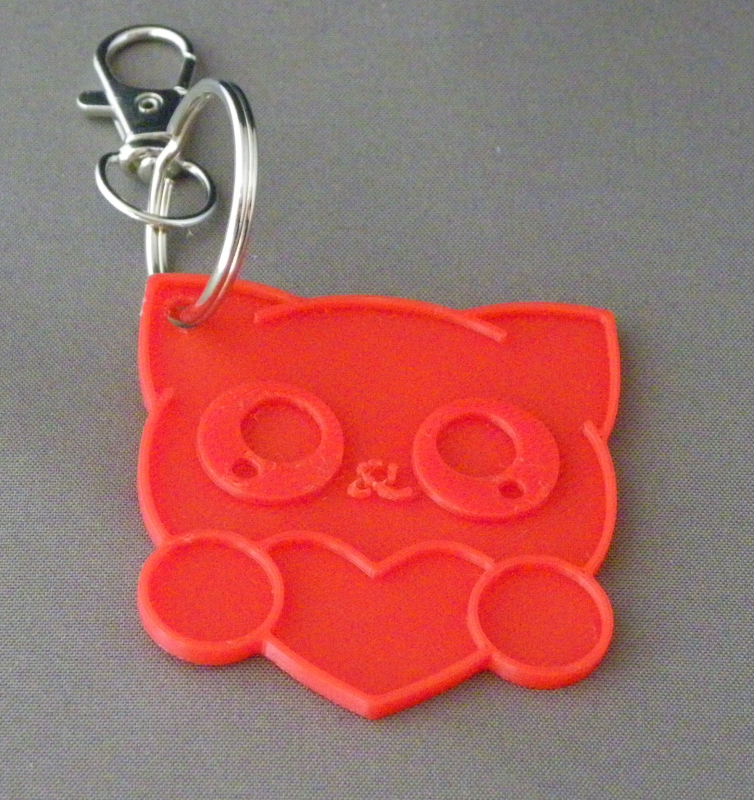 (image for) 3D Prints - Kat Sleutelhanger 28 - Rood (Red)