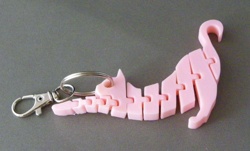 (image for) 3D Prints - Kat Sleutelhanger 3 - Kersenroze (Sakura Pink)