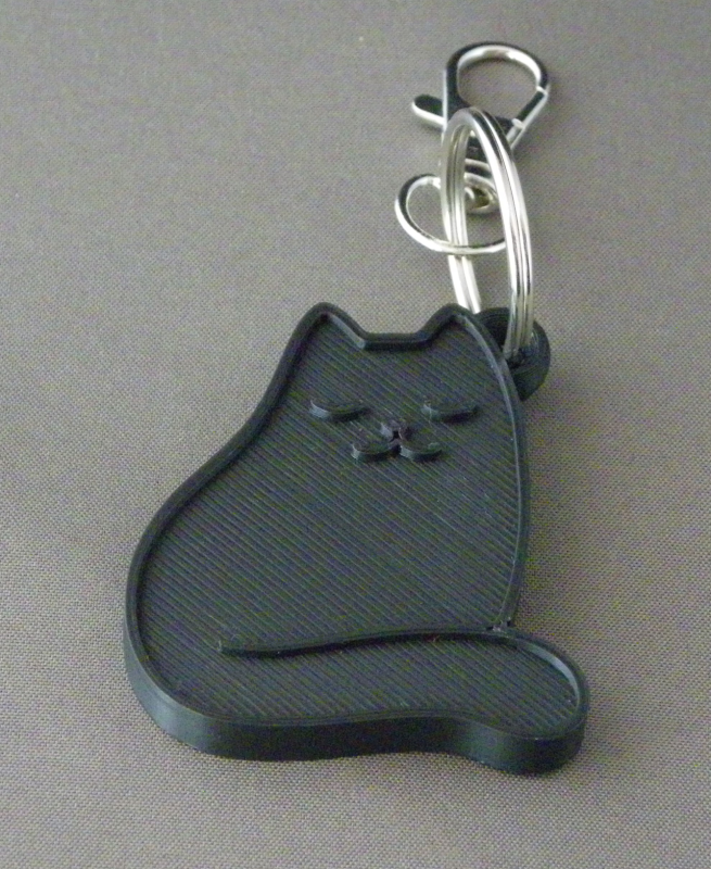 (image for) 3D Prints - Kat Sleutelhanger 30 - Zwart (Black)