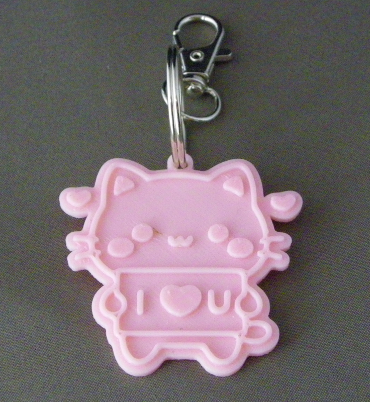 (image for) 3D Prints - Kat Sleutelhanger 4 - Kersenroze (Sakura Pink)