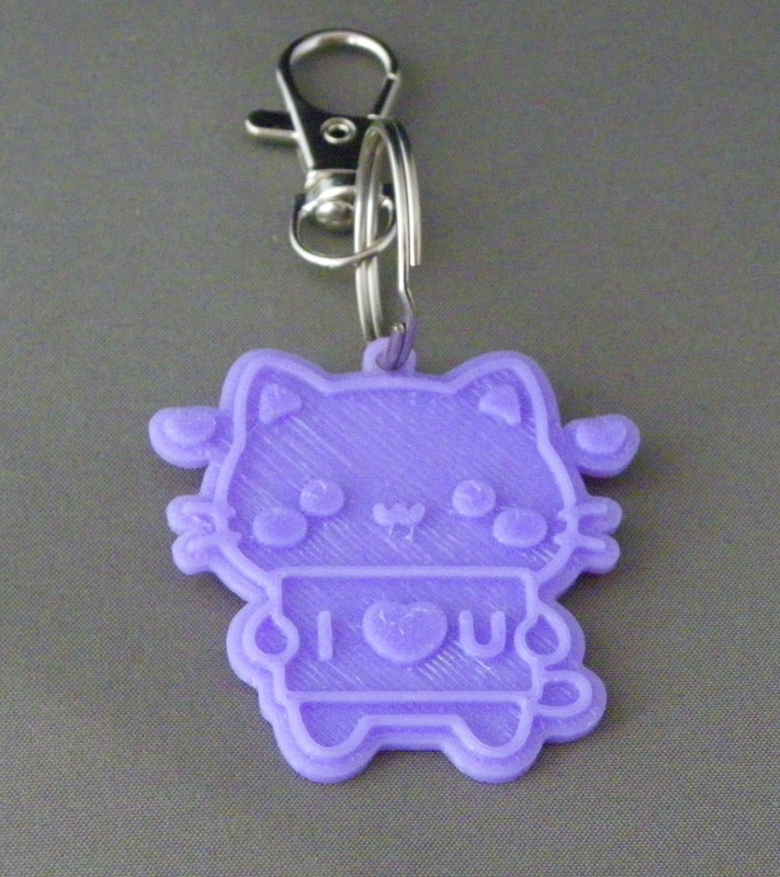 (image for) 3D Prints - Kat Sleutelhanger 4 - Paars (Purple)