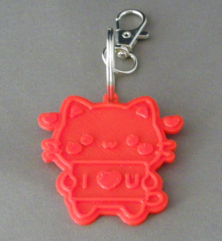 (image for) 3D Prints - Kat Sleutelhanger 4 - Rood (Red)