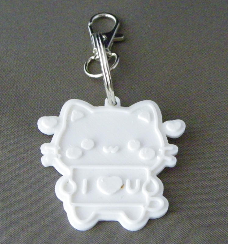(image for) 3D Prints - Kat Sleutelhanger 4 - Wit (White)