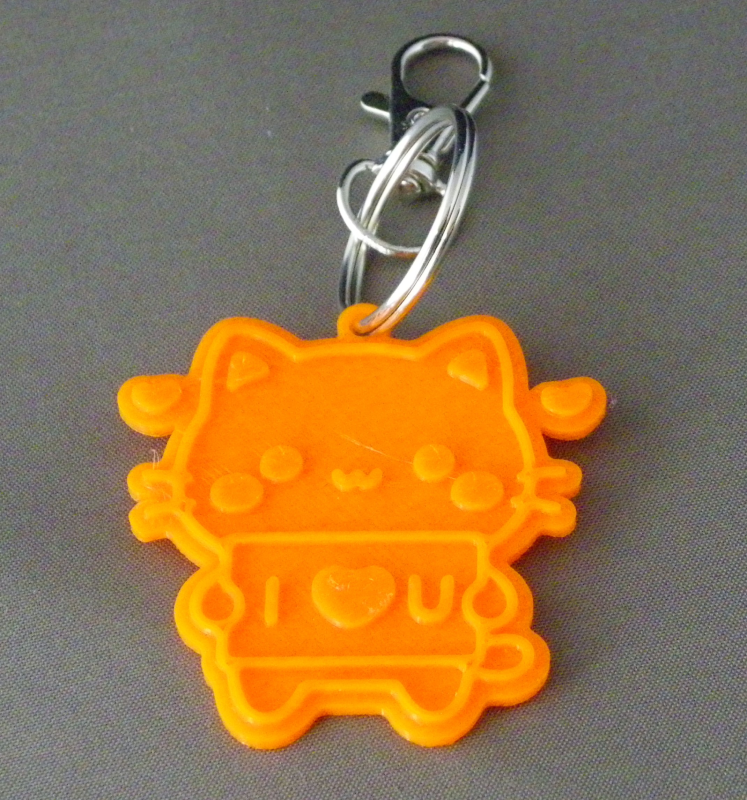 (image for) 3D Prints - Kat Sleutelhanger 4 - Zonnig Oranje (Sunny Orange)