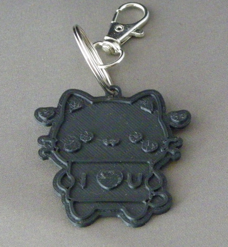 (image for) 3D Prints - Kat Sleutelhanger 4 - Zwart (Black)