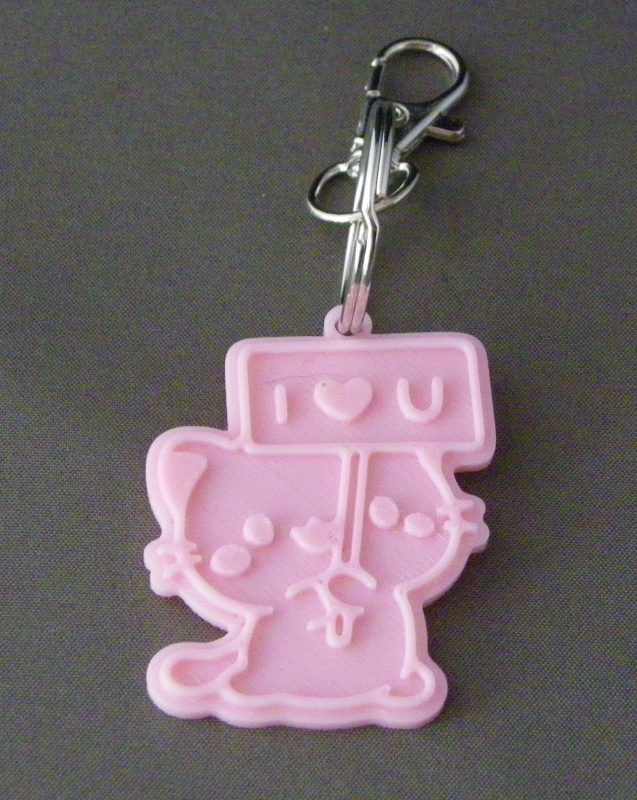 (image for) 3D Prints - Kat Sleutelhanger 5 - Kersenroze (Sakura Pink)