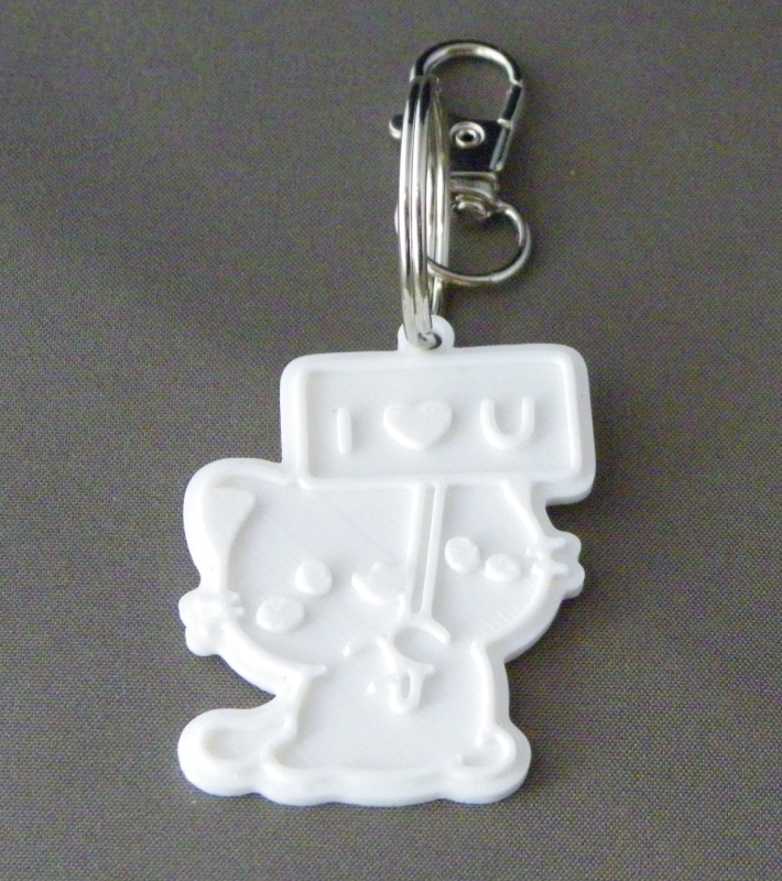 (image for) 3D Prints - Kat Sleutelhanger 5 - Wit (White)