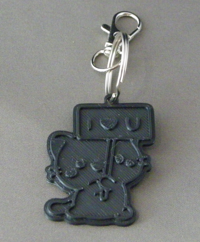 (image for) 3D Prints - Kat Sleutelhanger 5 - Zwart (Black)