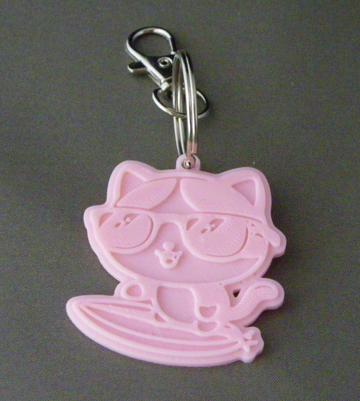 (image for) 3D Prints - Kat Sleutelhanger 6 - Kersenroze (Sakura Pink)