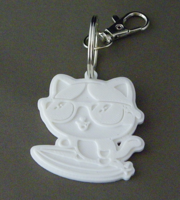 (image for) 3D Prints - Kat Sleutelhanger 6 - Wit (White)