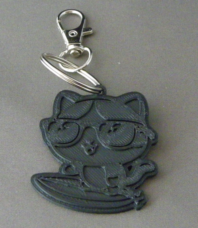 (image for) 3D Prints - Kat Sleutelhanger 6 - Zwart (Black)