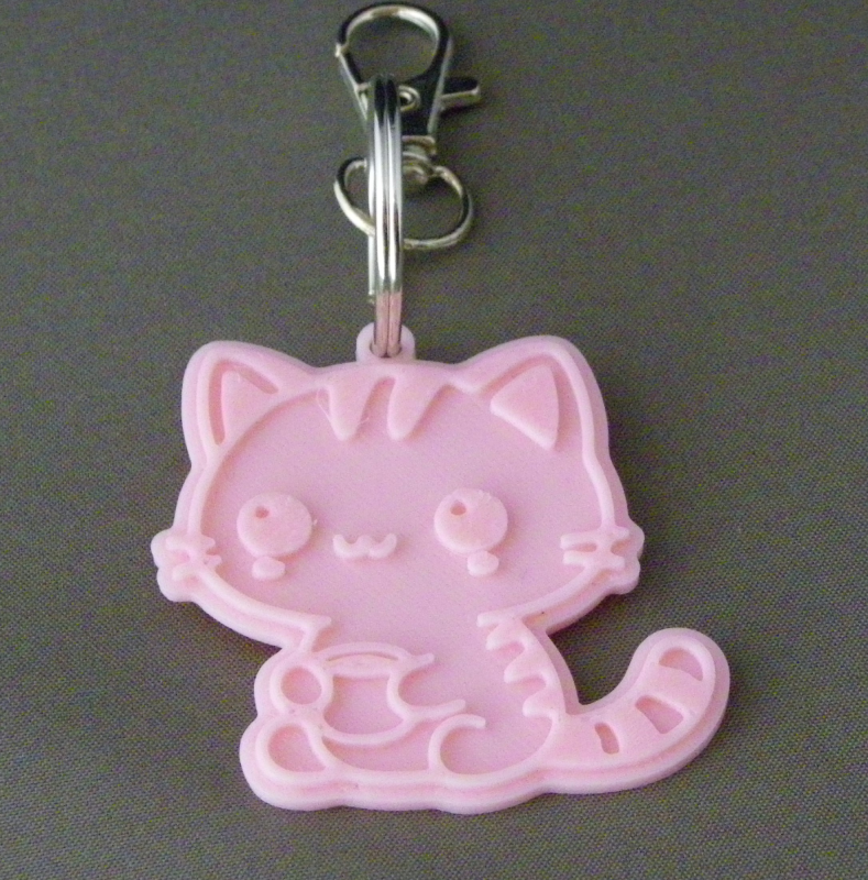 (image for) 3D Prints - Kat Sleutelhanger 7 - Kersenroze (Sakura Pink)