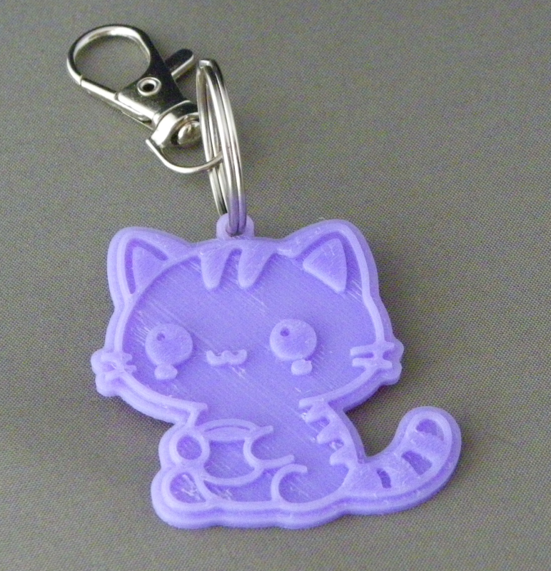 (image for) 3D Prints - Kat Sleutelhanger 7 - Paars (Purple)