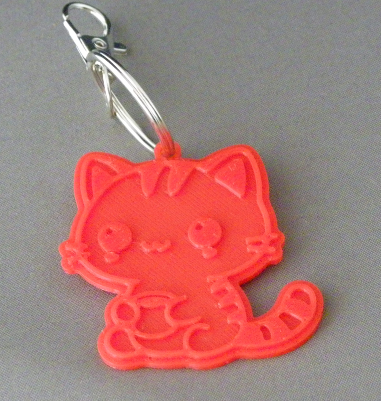(image for) 3D Prints - Kat Sleutelhanger 7 - Rood (Red)
