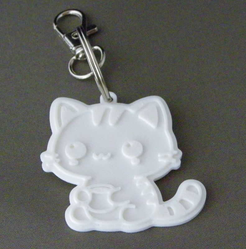 (image for) 3D Prints - Kat Sleutelhanger 7 - Wit (White)