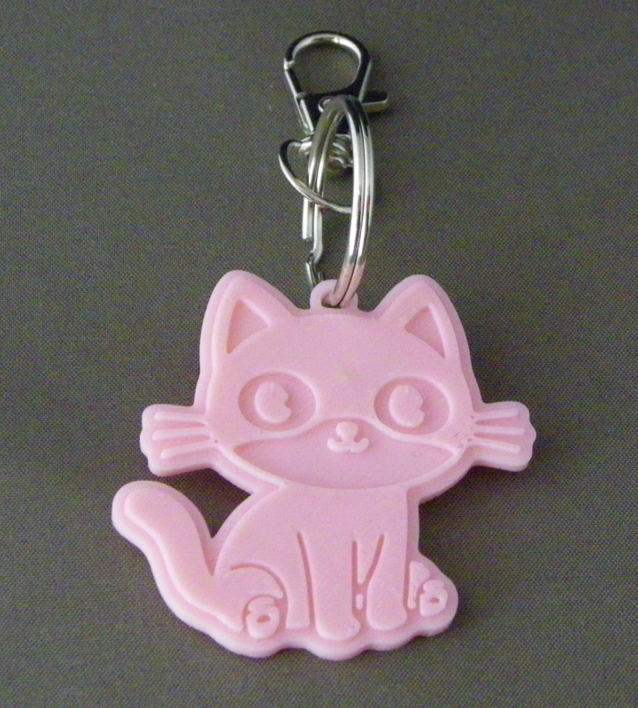 (image for) 3D Prints - Kat Sleutelhanger 8 - Kersenroze (Sakura Pink)