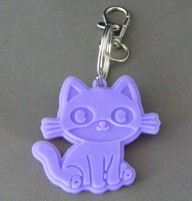 (image for) 3D Prints - Kat Sleutelhanger 8 - Paars (Purple)