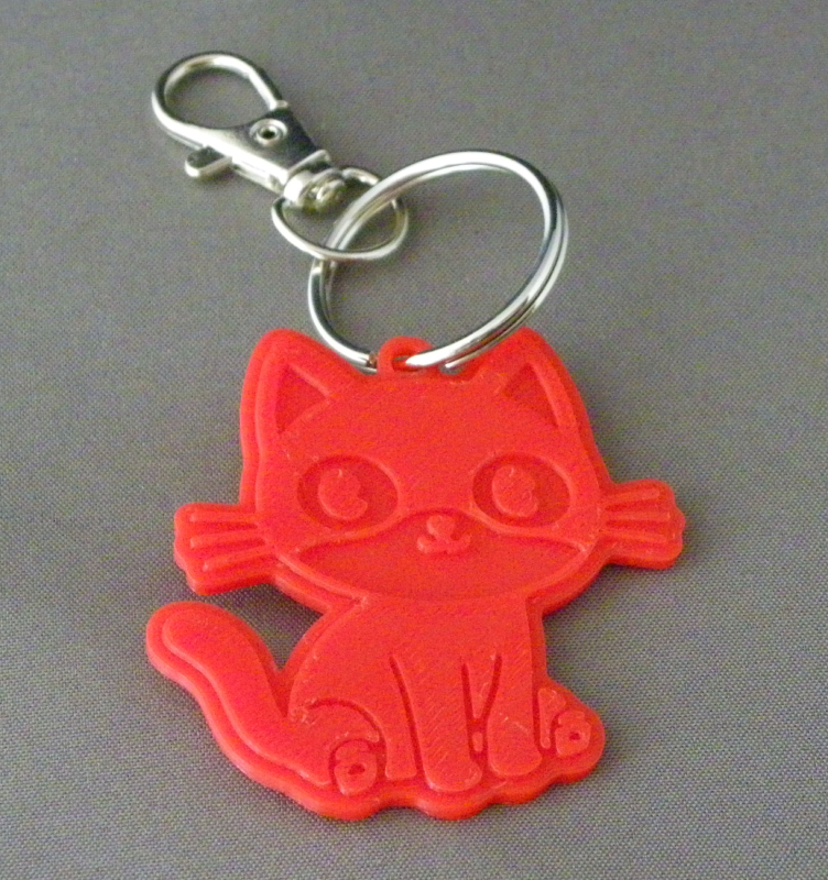 (image for) 3D Prints - Kat Sleutelhanger 8 - Rood (Red)