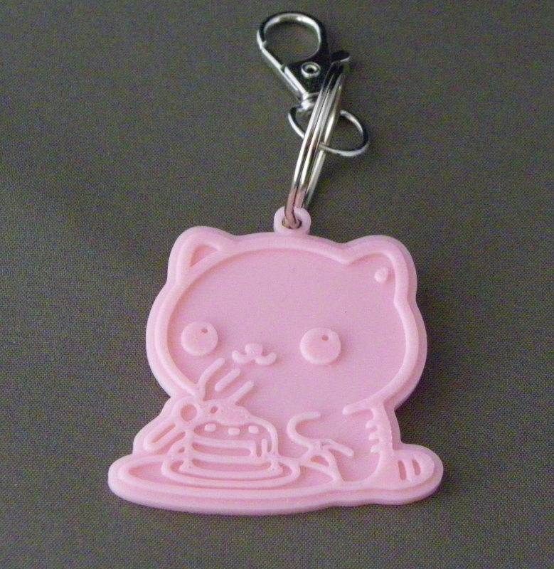 (image for) 3D Prints - Kat Sleutelhanger 9 - Kersenroze (Sakura Pink)
