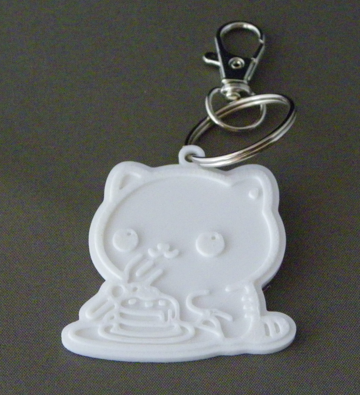 (image for) 3D Prints - Kat Sleutelhanger 9 - Wit (White)