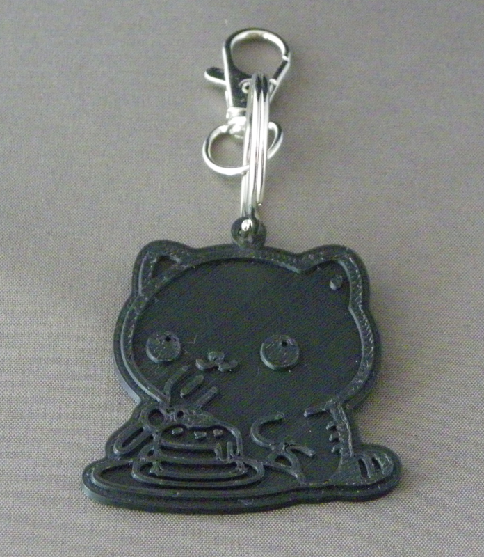 (image for) 3D Prints - Kat Sleutelhanger 9 - Zwart (Black)