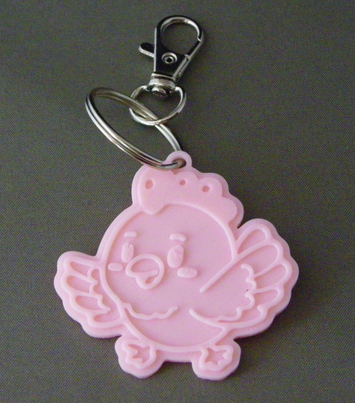 (image for) 3D Prints - Kip Sleutelhanger 1 - Kersenroze (Sakura Pink)
