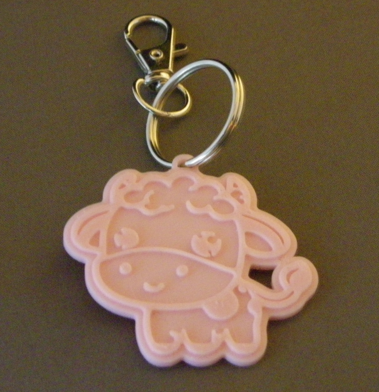 (image for) 3D Prints - Koe Sleutelhanger 1 - Kersenroze (Sakura Pink)