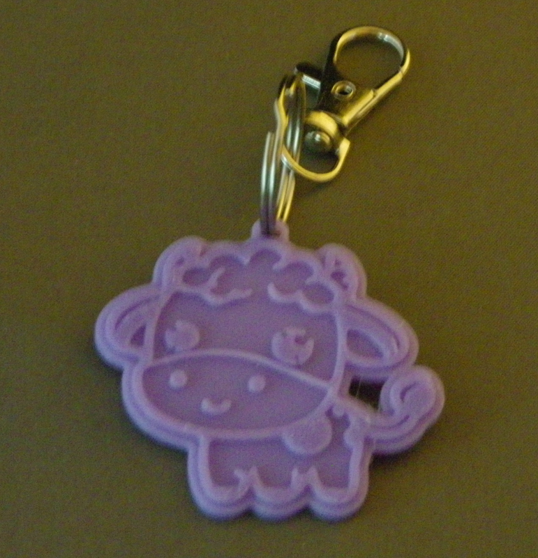 (image for) 3D Prints - Koe Sleutelhanger 1 - Paars (Purple)
