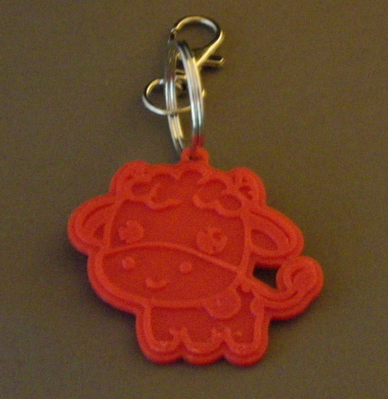 (image for) 3D Prints - Koe Sleutelhanger 1 - Rood (Red)