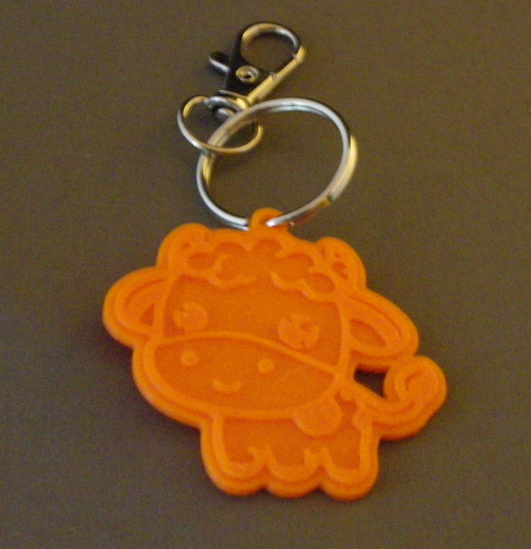 (image for) 3D Prints - Koe Sleutelhanger 1 - Zonnig Oranje (Sunny Orange)