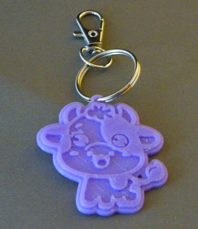 (image for) 3D Prints - Koe Sleutelhanger 2 - Paars (Purple)
