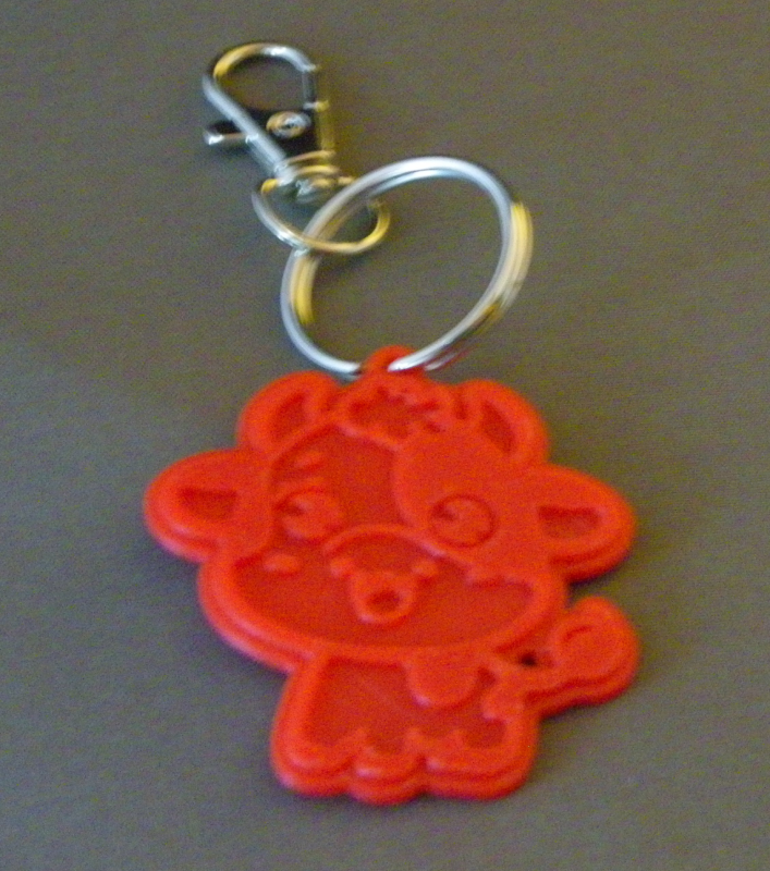 (image for) 3D Prints - Koe Sleutelhanger 2 - Rood (Red)