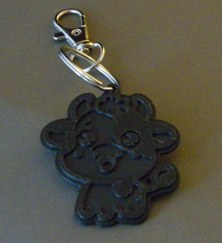(image for) 3D Prints - Koe Sleutelhanger 2 - Zwart (Black)